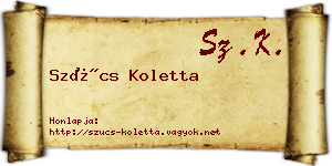 Szűcs Koletta névjegykártya